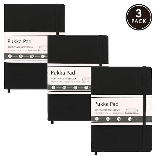 Pukka Pads Black A5 Soft Cover College Ruled Books, 3ct.